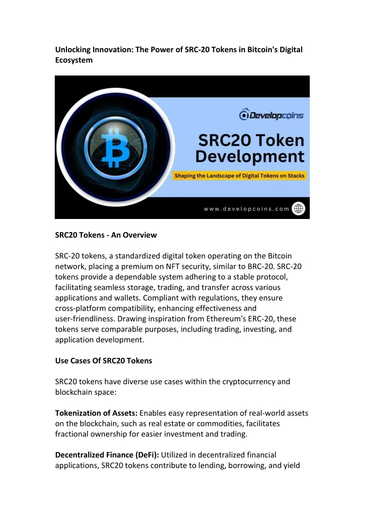 unlocking innovation the power of src 20 tokens