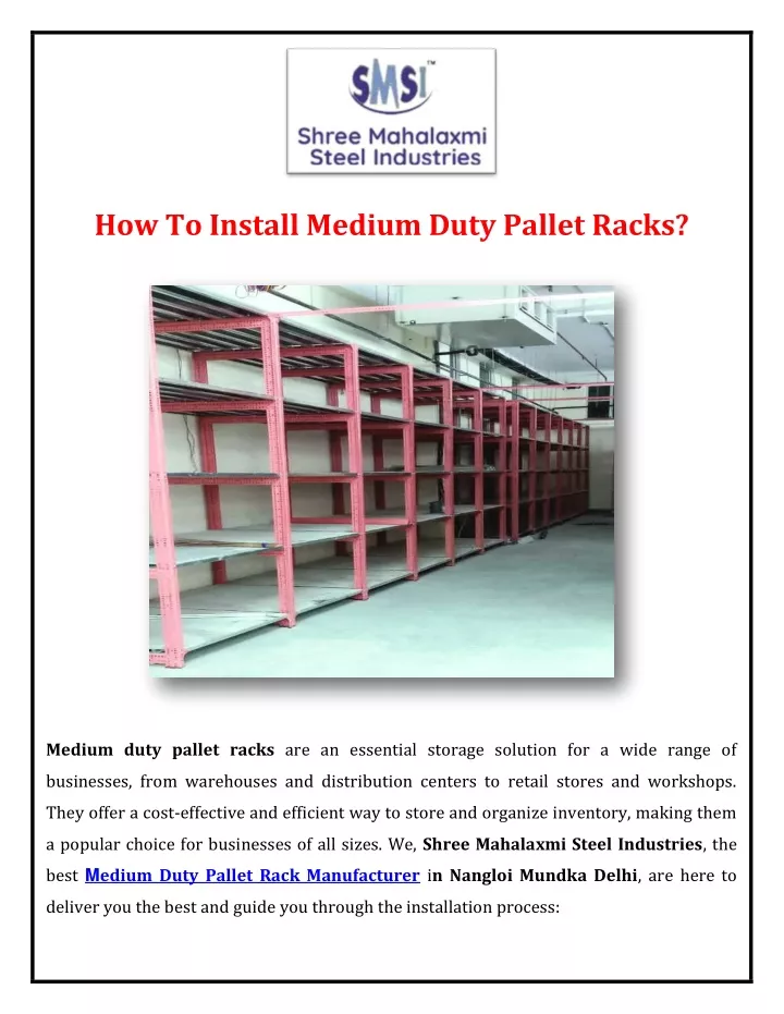 how to install medium duty pallet racks