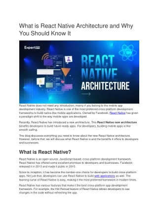 What is React Native Architecture and Why You Should Know It