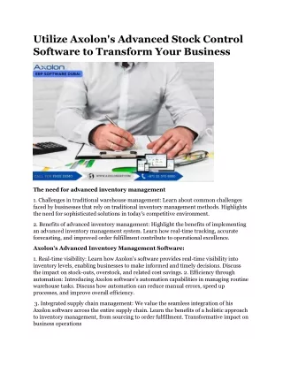 utilize axolon s advanced stock control software