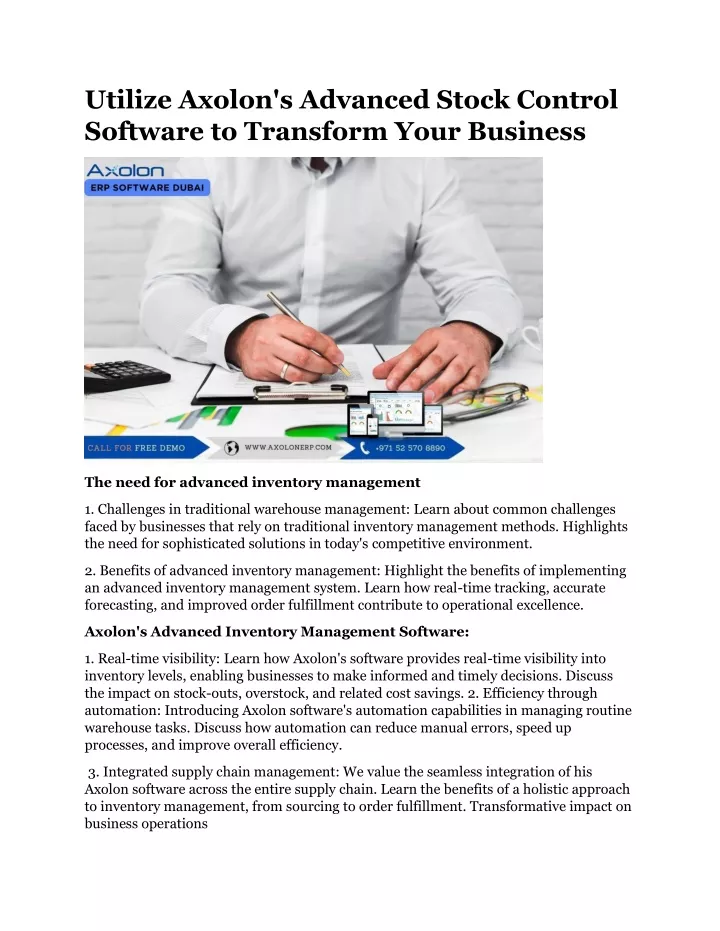 utilize axolon s advanced stock control software