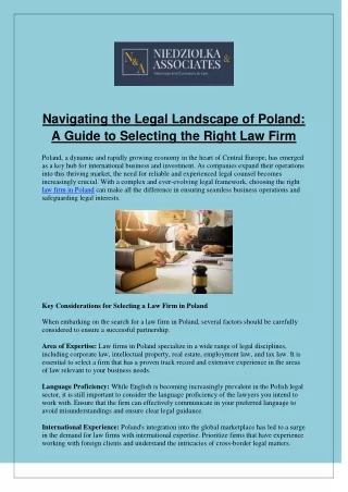 Navigating the Legal Landscape of Poland: A Guide to Selecting the Right Law Fir