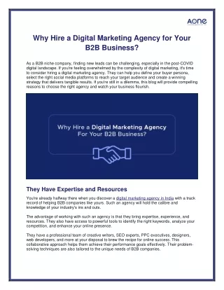 How Digital Marketing Agency Can Help Your B2B Business