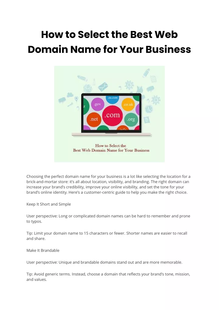 how to select the best web domain name for your