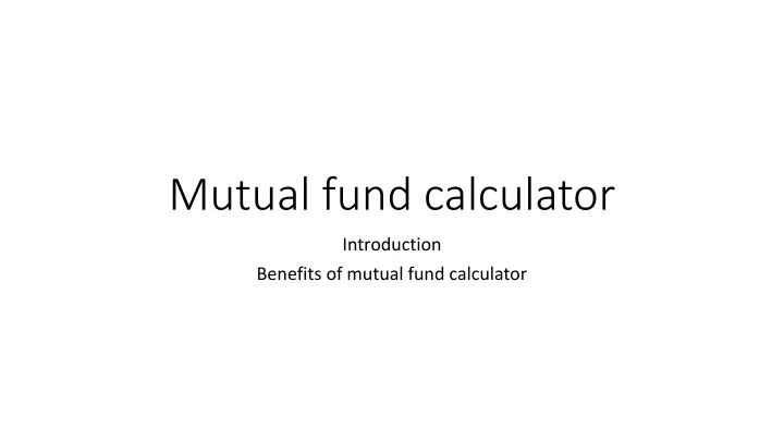 mutual fund calculator