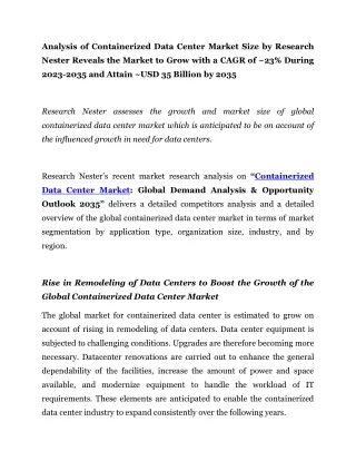 analysis of containerized data center market size