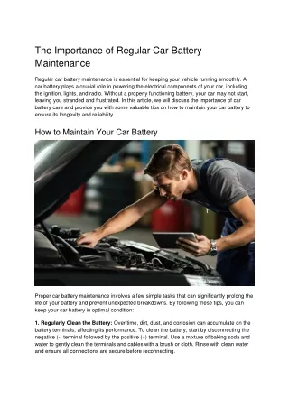 Car Battery Maintenance