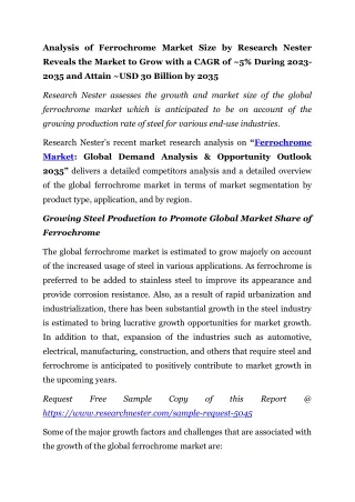 analysis of ferrochrome market size by research