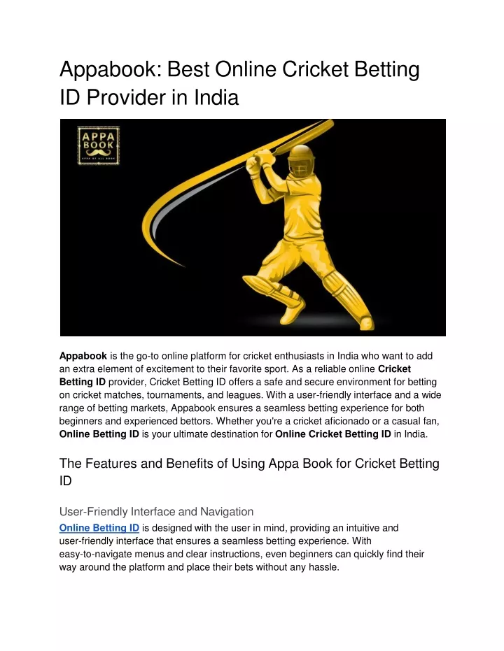 appabook best online cricket betting id provider in india