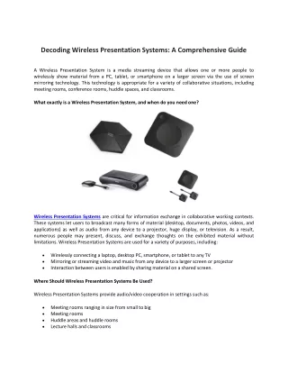 Decoding Wireless Presentation Systems: A Comprehensive Guide