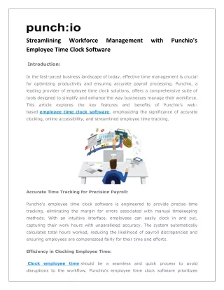 Streamlining Workforce Management with Punchio's Employee Time Clock Software