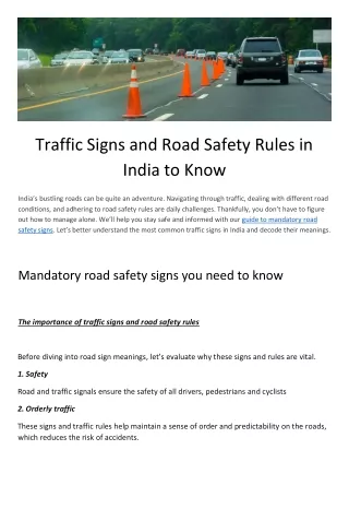 Traffic Signs and Road Safety Rules in India to Know
