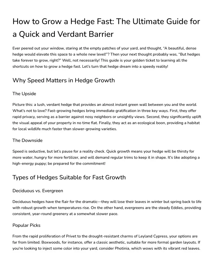 how to grow a hedge fast the ultimate guide