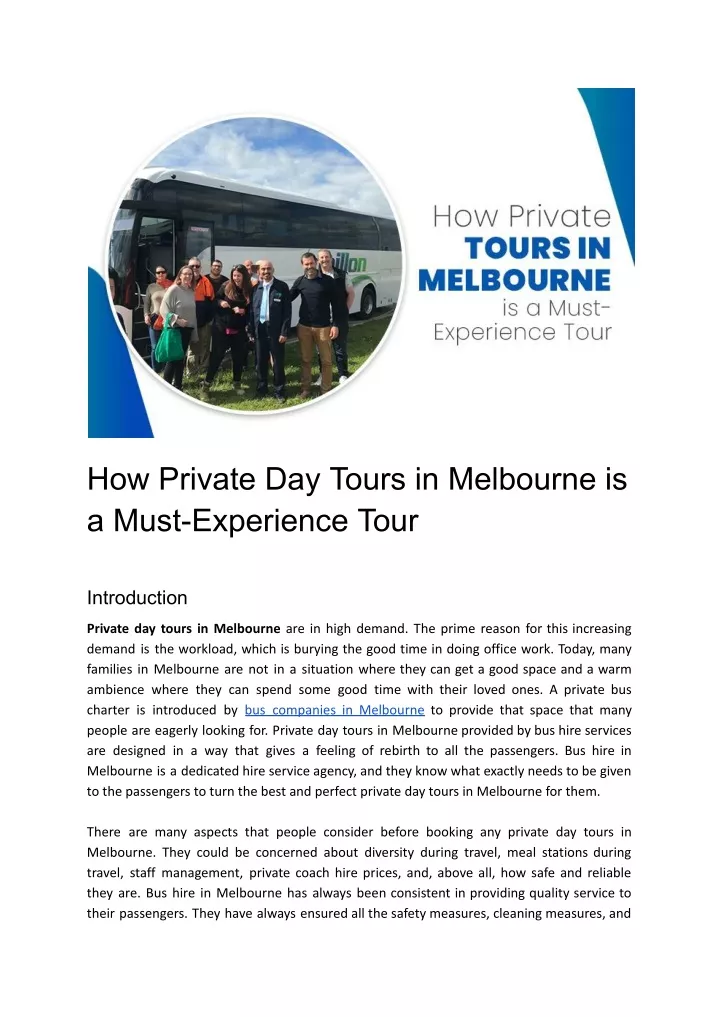 how private day tours in melbourne is a must