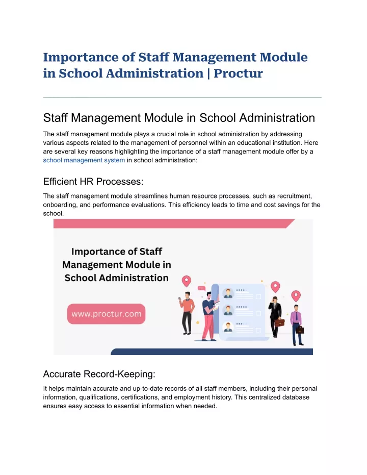 importance of staff management module in school