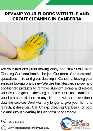 Revamp Your Floors with Tile and Grout Cleaning in Canberra