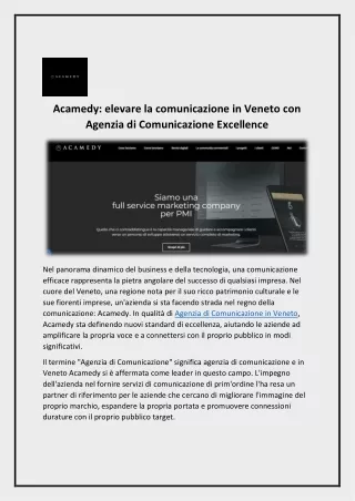 Agenzia Di Comunicazione in Veneto - Acamedy