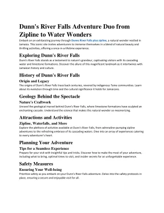 Dunn's River Falls Adventure Duo from Zipline to Water Wonders