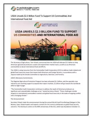 usda unveils 2 3 usda unveils 2 3 billion fund