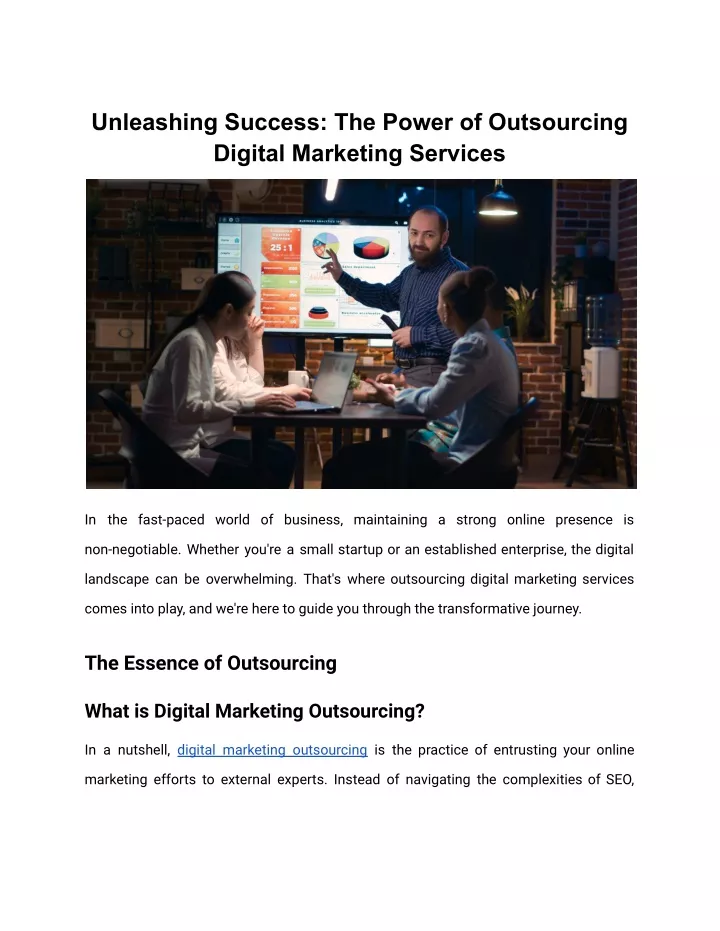 unleashing success the power of outsourcing