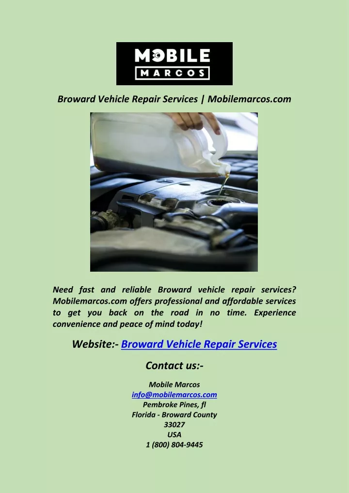 broward vehicle repair services mobilemarcos com