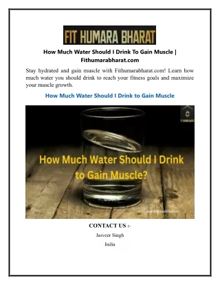 How Much Water Should I Drink To Gain Muscle  Fithumarabharat.com