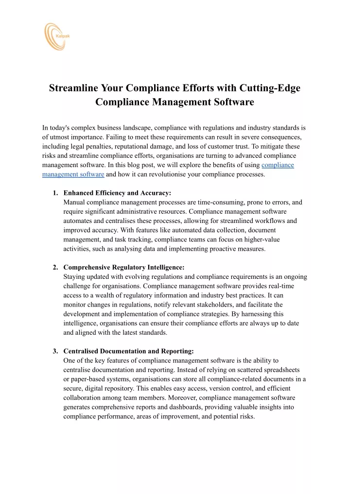 streamline your compliance efforts with cutting
