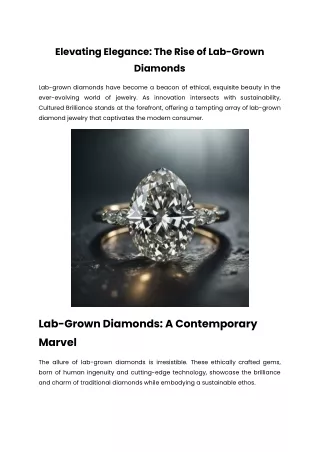 Elevating Elegance: The Rise of Lab-Grown Diamonds
