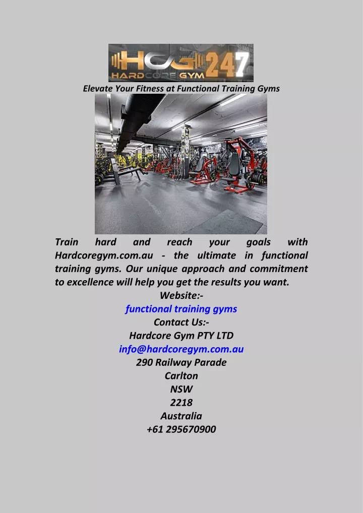 elevate your fitness at functional training gyms