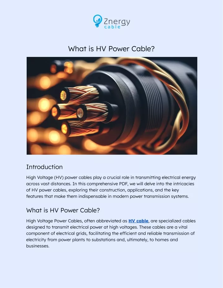 what is hv power cable