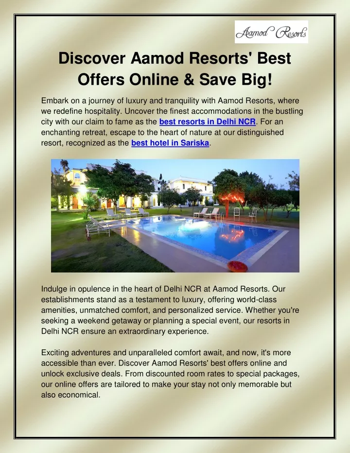discover aamod resorts best offers online save big