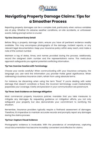 navigating property damage claims tips