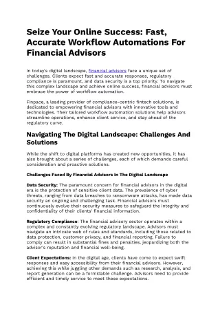 Accurate Workflow Automations For Financial Advisors