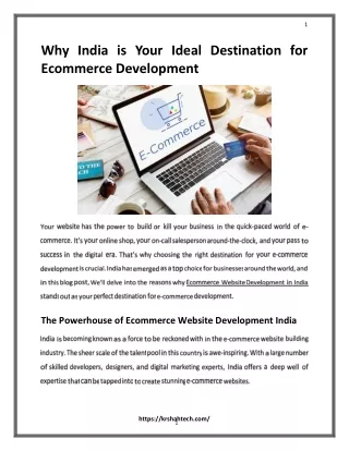 Why India is Your Ideal Destination for Ecommerce Development