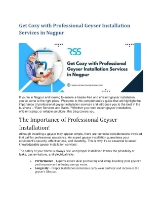 Get Cozy with Professional Geyser Installation Services in Nagpur