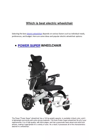 Which is best electric wheelchair