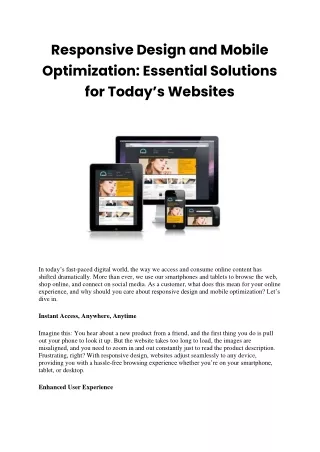 responsive design and mobile optimization