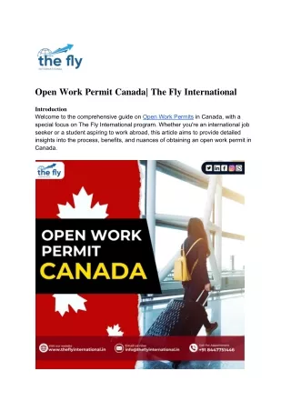 Open Work Permit Canada_ The Fly International