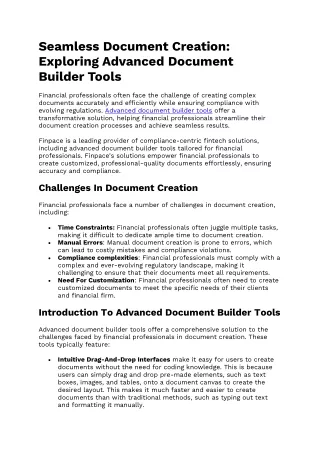 Exploring Advanced Document Builder Tools