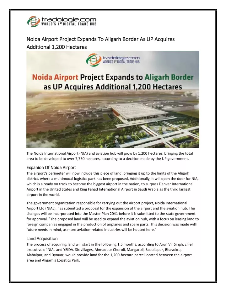 noida airport project expands to aligarh border