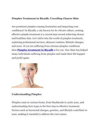 Pimples Treatment in Riyadh