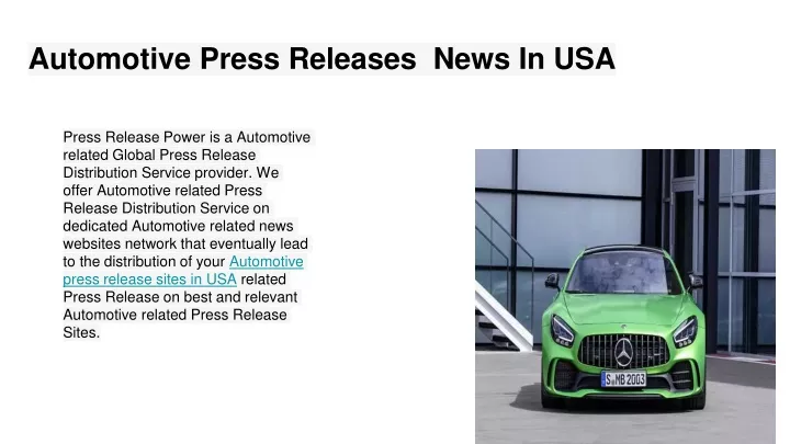 automotive press releases news in usa