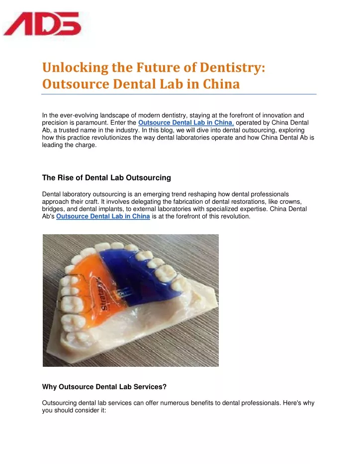unlocking the future of dentistry outsource