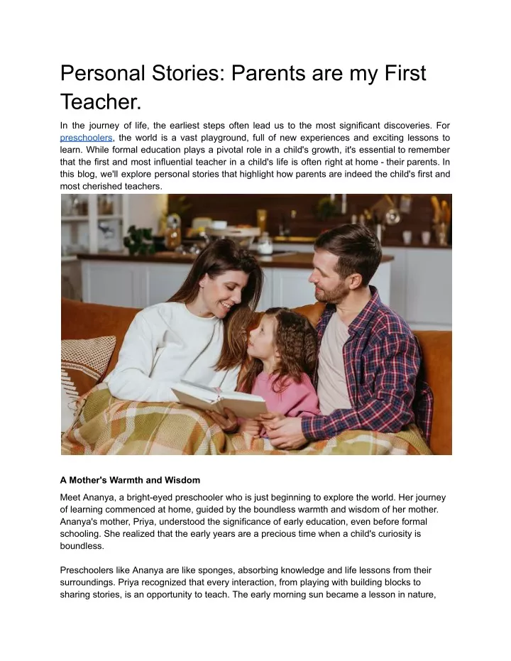 personal stories parents are my first teacher