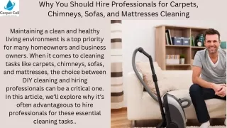 Why You Should Hire Professionals for Carpets, Chimneys, Sofas, and Mattresses Cleaning