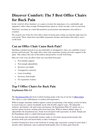 Discover Comfort Best Office Chairs for Back Pain