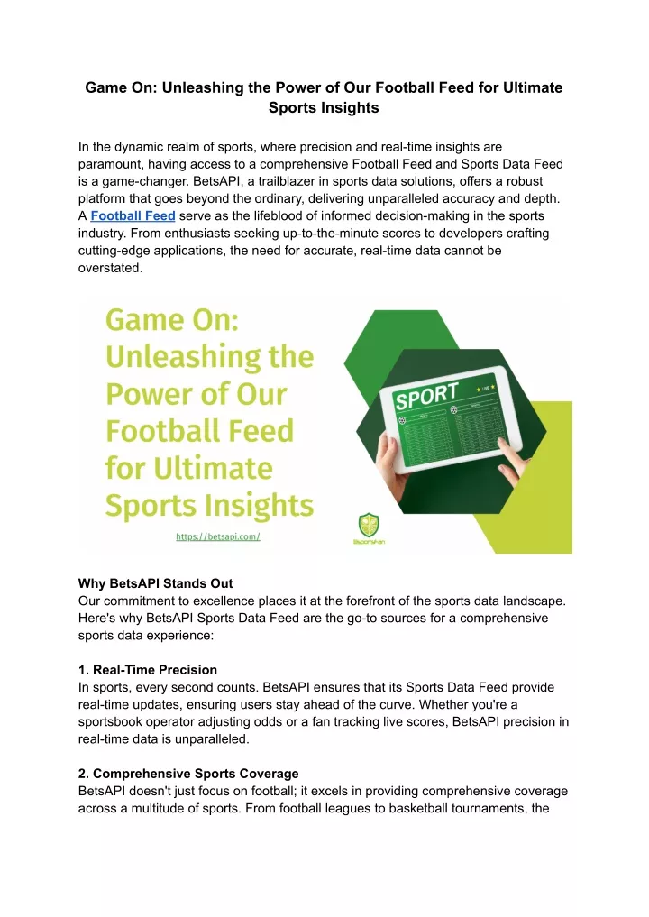 game on unleashing the power of our football feed