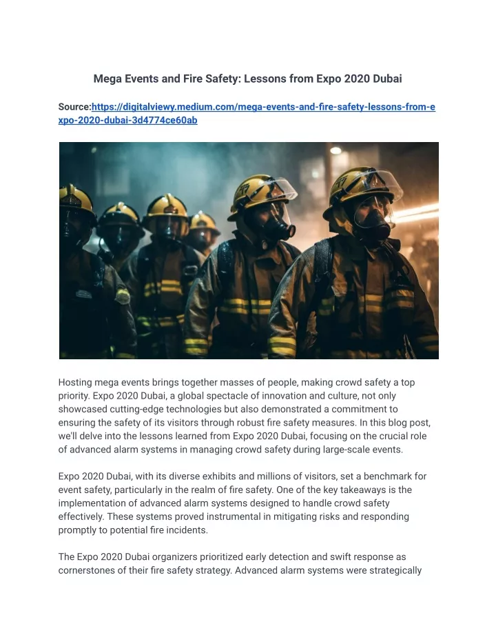 mega events and fire safety lessons from expo