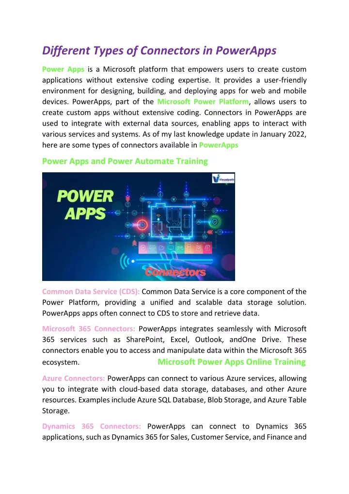 different types of connectors in powerapps