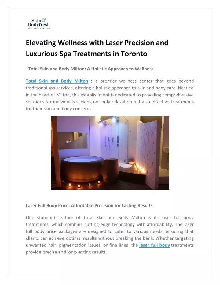 PPT - Elevating Wellness with Laser Precision and Luxurious Spa Treatments in Toronto PowerPoint 